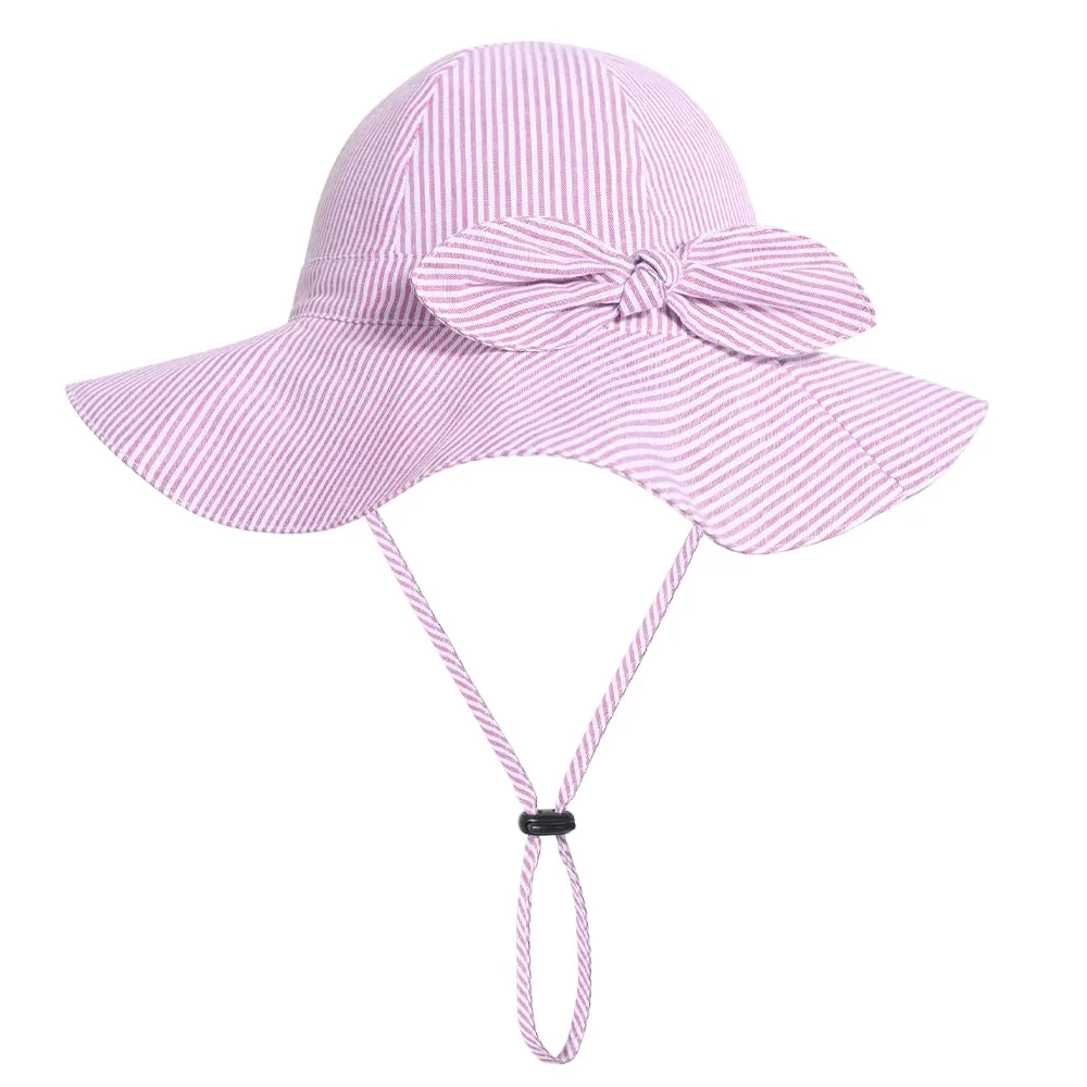 Baby Girl Sun Hat with UPF 50+ Outdoor Adjustable Beach Hat with Wide Brim Bucket Hats