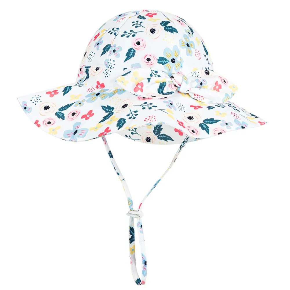 Baby Girl Sun Hat with UPF 50+ Outdoor Adjustable Beach Hat with Wide Brim Bucket Hats