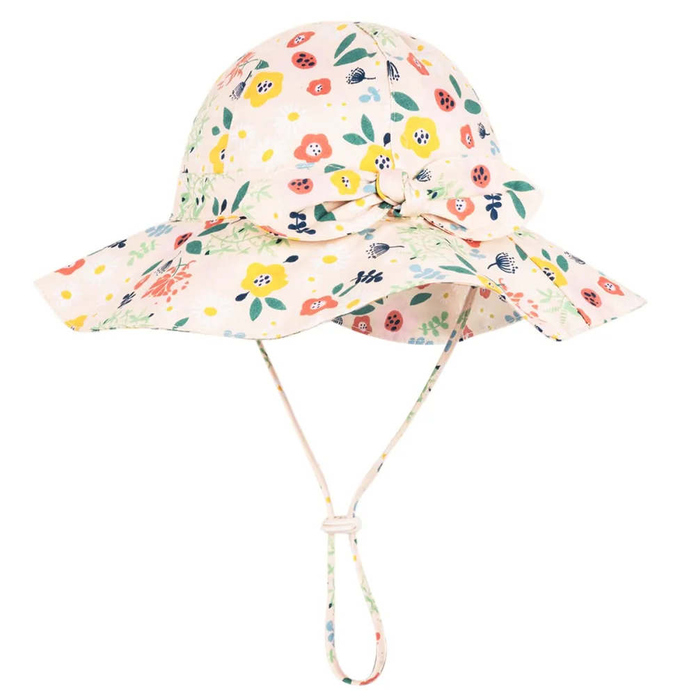 Baby Girl Sun Hat with UPF 50+ Outdoor Adjustable Beach Hat with Wide Brim Bucket Hats