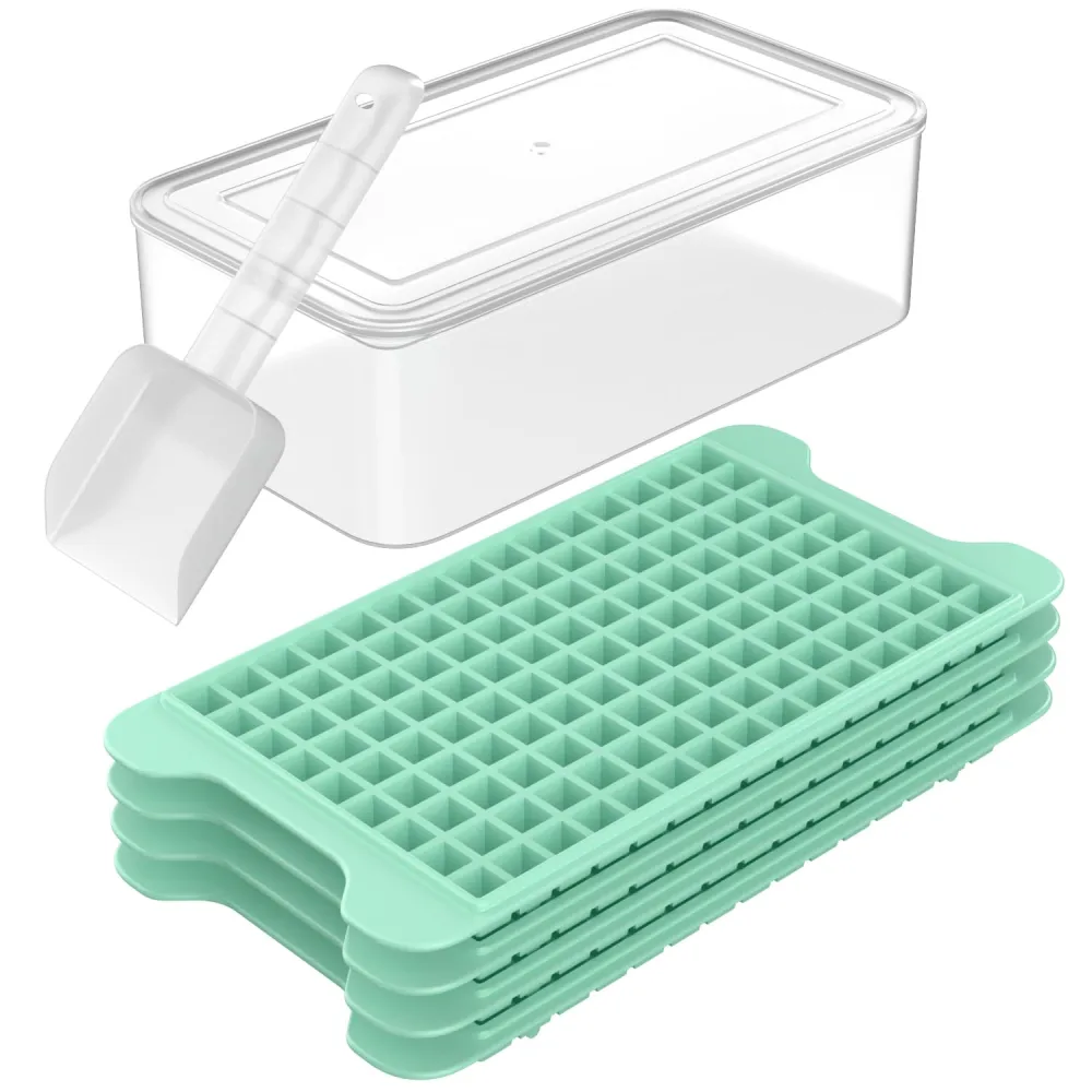 Mini Ice Cube Tray for Freezer: FDDBI Small Ice Trays for Freezer with Bin - 135×4PCS Easy Release Nugget Ice Tray - Crushed Ice Tray with Container