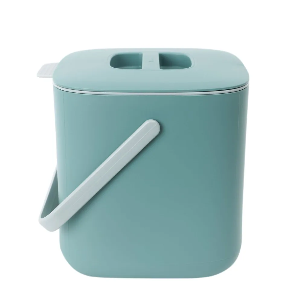 BLUE GINKGO Kitchen Compost Bin - Easy Clean Food Waste Bin for Kitchen | Countertop Compost Bin Kitchen Food Scrap Pail Bucket | Made in Korea (0.69 gal / 2.6L) - Green