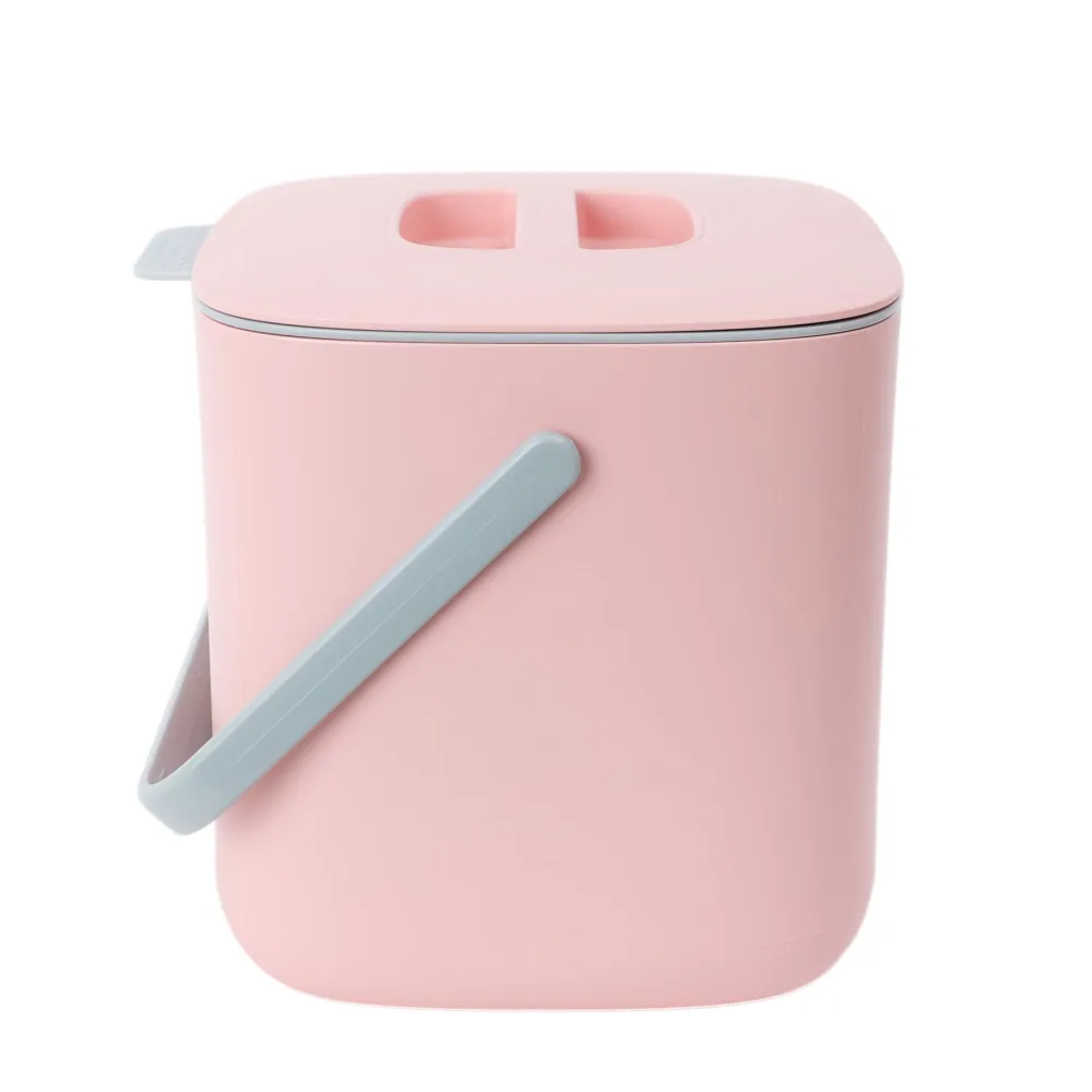 BLUE GINKGO Kitchen Compost Bin - Easy Clean Food Waste Bin for Kitchen | Countertop Compost Bin Kitchen Food Scrap Pail Bucket | Made in Korea (0.69 gal / 2.6L) - Pink