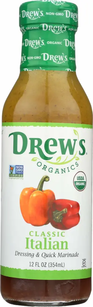 Drew's All-Natural Salad Dressing and 10 Minute Marinade, Garlic Italian, 12-Ounce Bottle