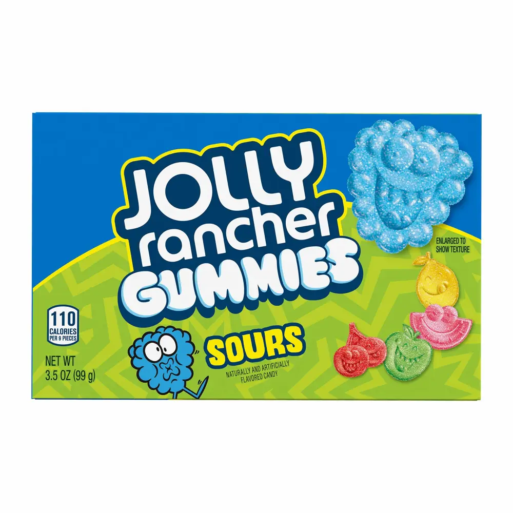 JOLLY RANCHER Gummies Sours Assorted Fruit Flavored Candy Boxes, 3.5 oz (11 Count)