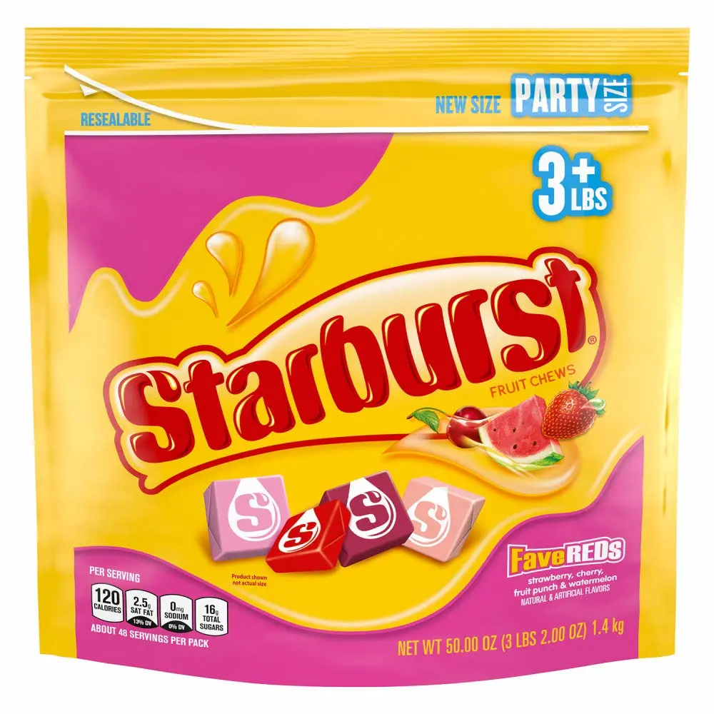 Starburst, FaveREDS Fruit Chews Candy Party Size Bag, 50 oz (Pack of 1)