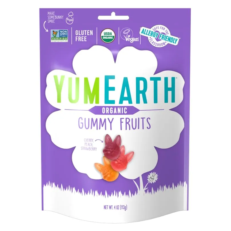 YumEarth Spring Candy Organic Gummy Fruits, 4 Ounce - Spring Fruit Flavors - Allergy Friendly, Gluten Free, Non-GMO, Vegan, No Artificial Flavors or Dyes