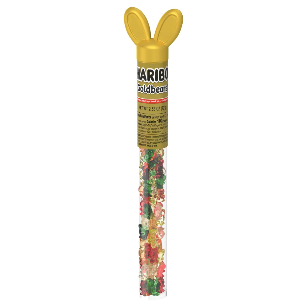 Haribo Gummi Candy | Easter Limited Edition | Goldbears in a Bunny Tube | Original Flavors, 2.5 oz.