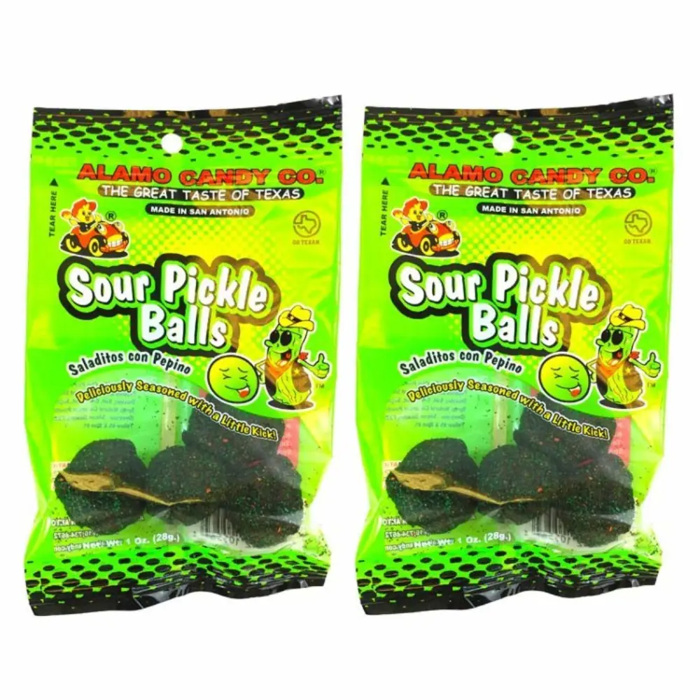 3 pack-Alamo Candy Sour Pickle Balls, 1 Oz (Pack of 2)