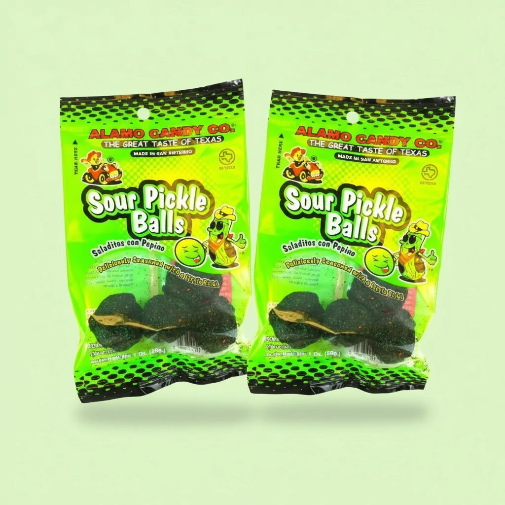 3 pack-Alamo Candy Sour Pickle Balls, 1 Oz (Pack of 2)