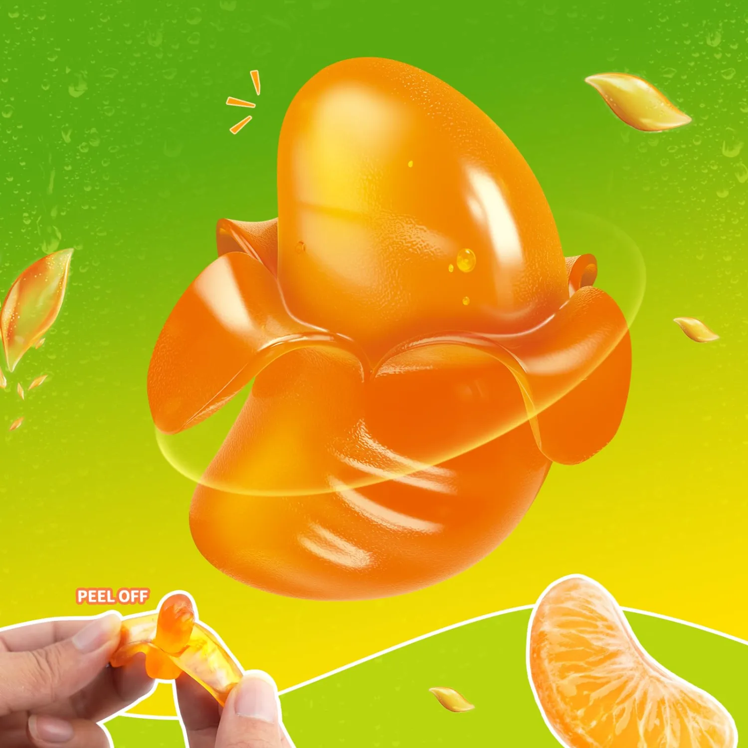 Amos 4D Gummy Peelable Orange Candy, Peelerz Gummy Orange, Fruit Snacks Resealable 2.19oz Bag (Pack of 3)