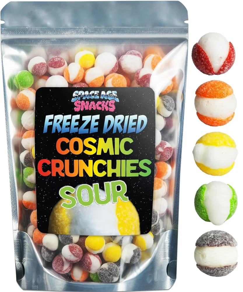 Sour Freeze Dried Candy - 8 Ounce Freeze Dried Sour Cosmic Crunchies Viral Candy - Gourmet Freeze Dried Sour Candy - Freeze Dry Candy Dry Freeze Candy for All Ages