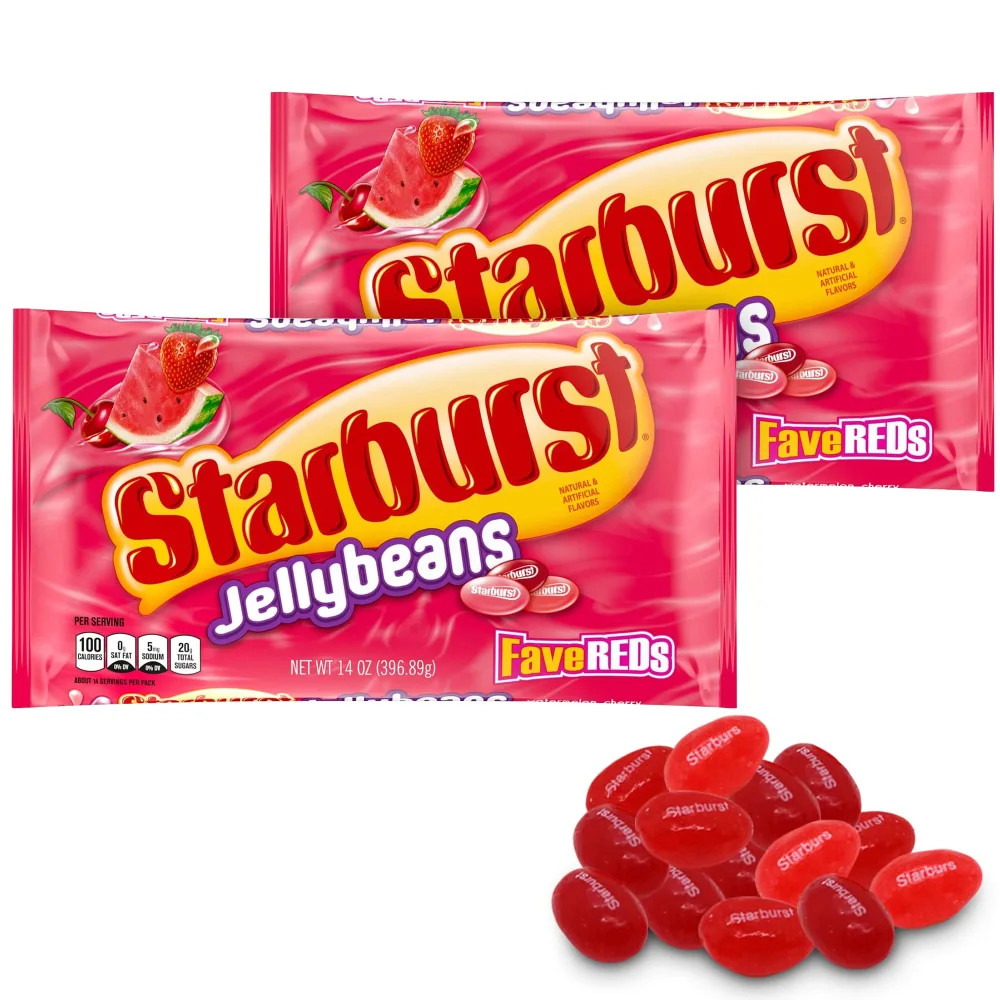 Starburst Jelly Beans – 2-Pack Fave Reds Jelly Beans – Sweet Fruit Jelly Candy for Holiday – Delicious Jelly Beans Pack.