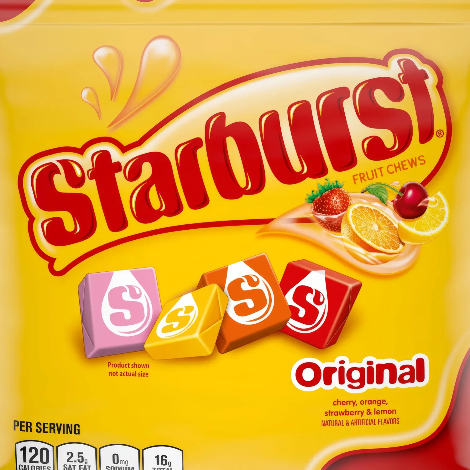 Strburst Original Fruit Chews 2 Pound Approx 180 Pieces - Bulk Candy of Individually Wrapped Candy Bulk, Tropical Chewy Fruity Candy, Perfect Fruit Snacks for Kids & Adults - Orange, Strawberry, Cherry, Lemon - Wrapped Candy Fruity Candy Small Candy Soft Candy Tropical Candy For Candy Buffet and Candy Dish