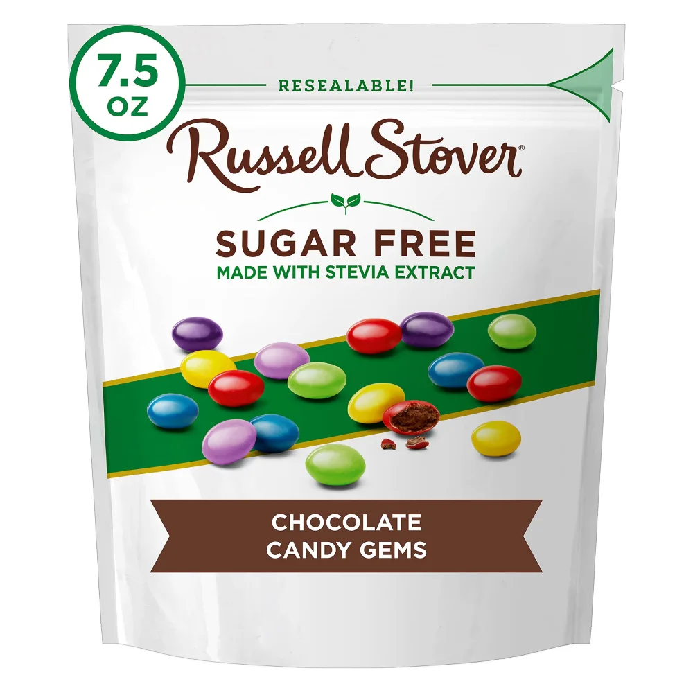 Russell Stover Sugar Free Chocolate Candy Coated Gems, 7.5 Ounce Bag