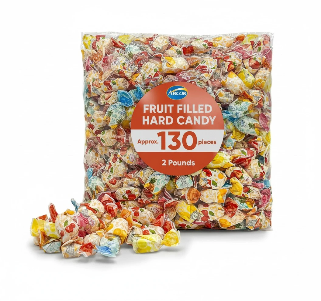 Arcor Fruit Filled Candy - Hard Bulk Candy - 2 Pounds Approx 130 - Candy Variety Pack with Fruit Filled Candy - Hard Candy Soft Center Delights