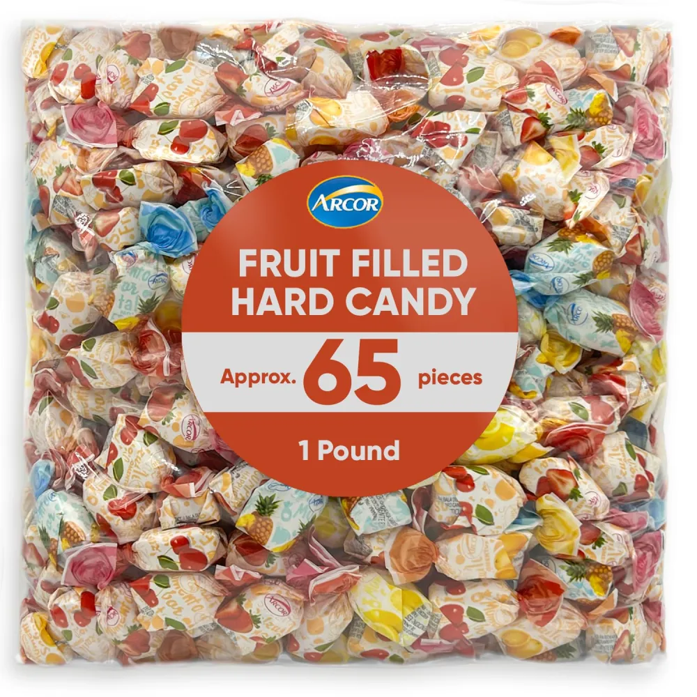 Arcor Fruit Filled Candy - Hard Bulk Candy - 1 Pounds Approx 65 - Candy Variety Pack with Fruit Filled Candy - Hard Candy Soft Center Delights