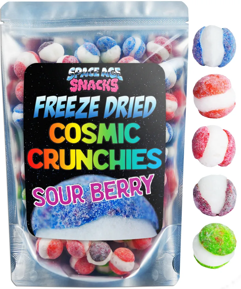 Premium Freeze Dried Sour Berry Cosmic Crunchies Candy - 4 Ounce of Cosmic Crunchies Freeze Dried Candy Shipped in Box for Extra Protection - Freeze Dry Candy Crunchies - Dry Freeze Candy for All Ages