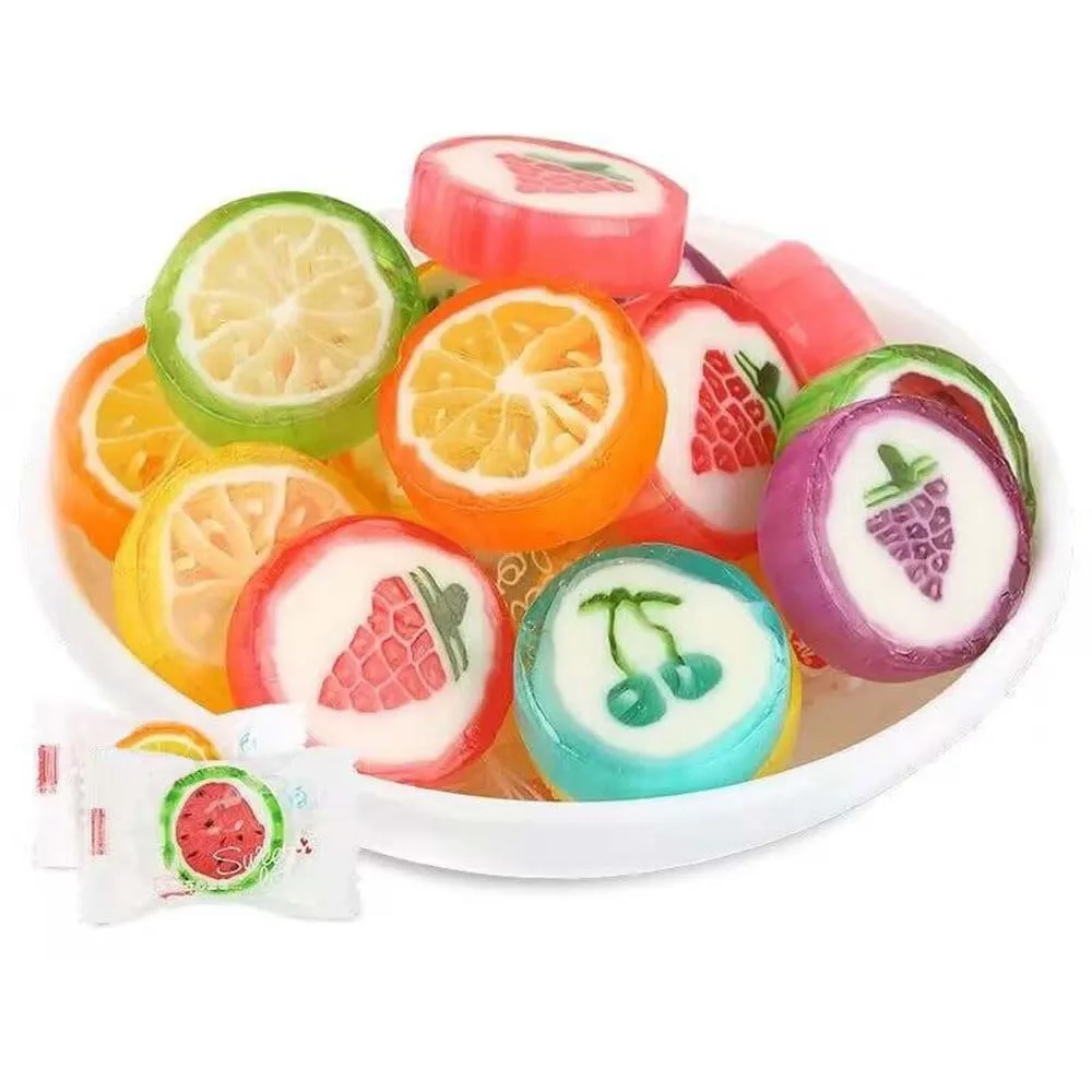 Fruit Slices Candy - Hard Candy Bulk 1 lb Bag of Individually Wrapped Small Candy Fruit Slices (approx. 118 pcs) Hard Candies Assortment - Great for Candy Buffet - Office Candy - Treat Bags