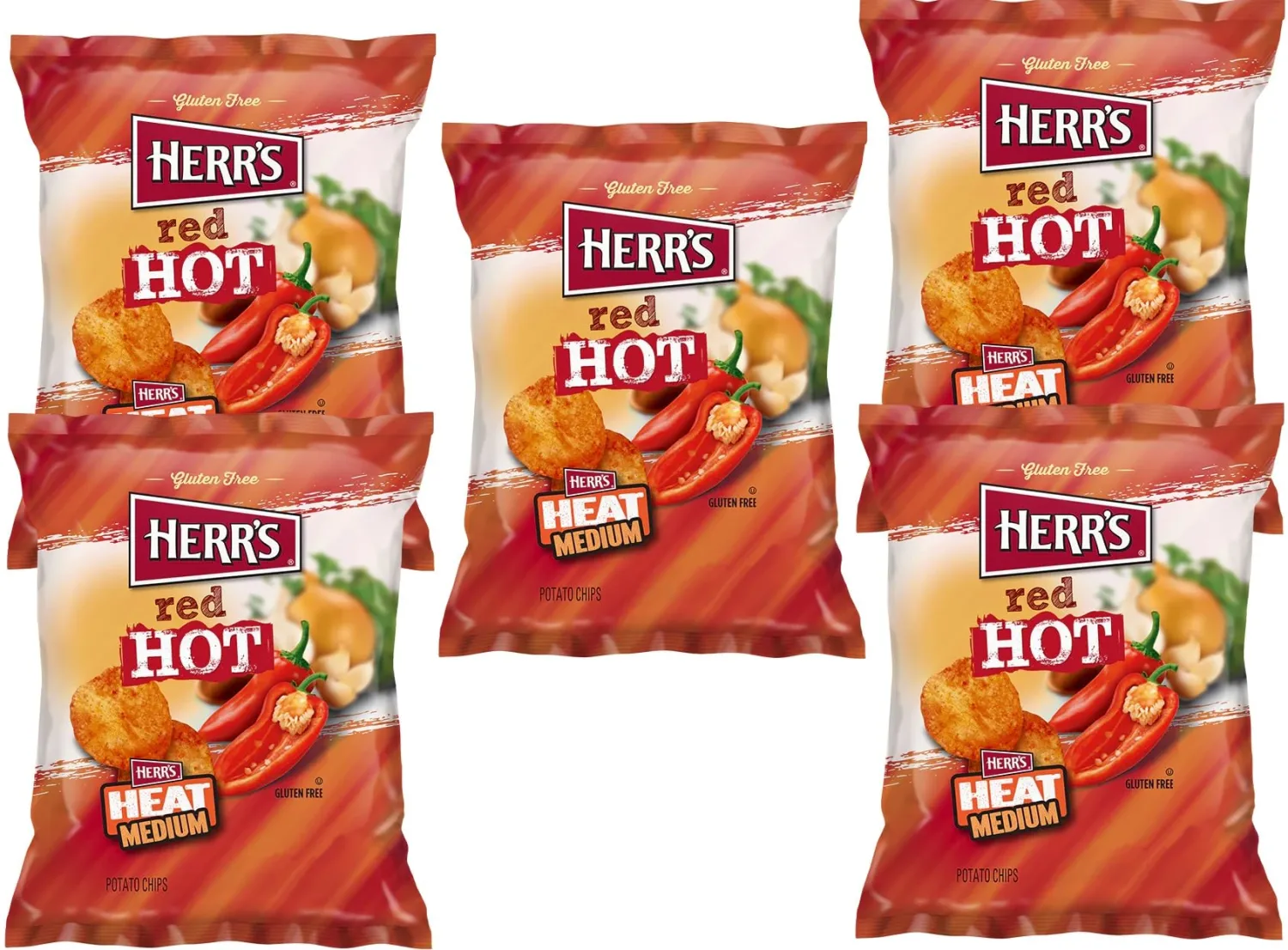 Herr`s Potato Chips & Cheese Curls -,1Oz (Curated by RJ Snacks Value Pack)… (Red Hot)