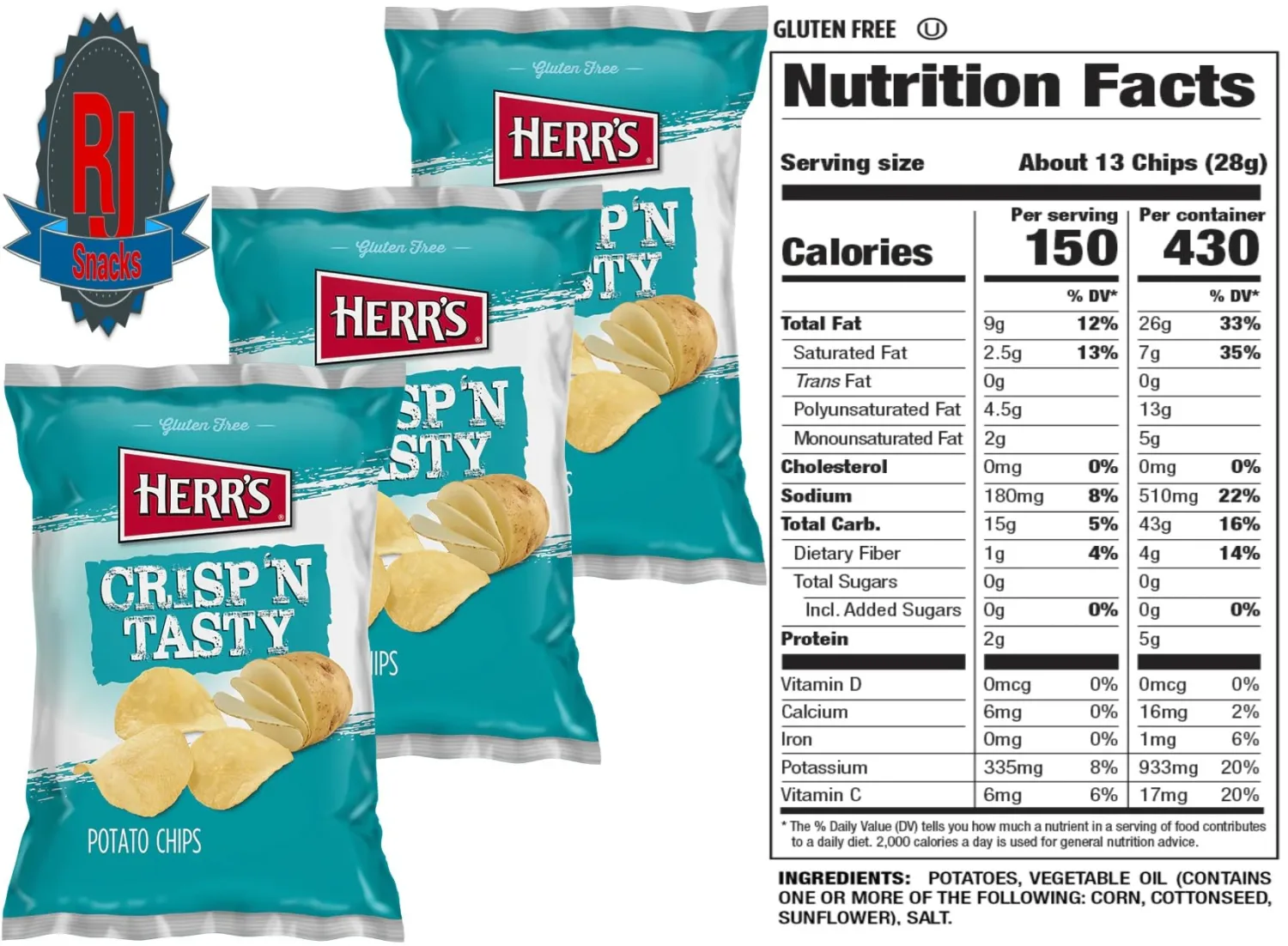Herr`s Potato Chips & Cheese Curls -,1Oz (Curated by RJ Snacks Value Pack)… (regular)