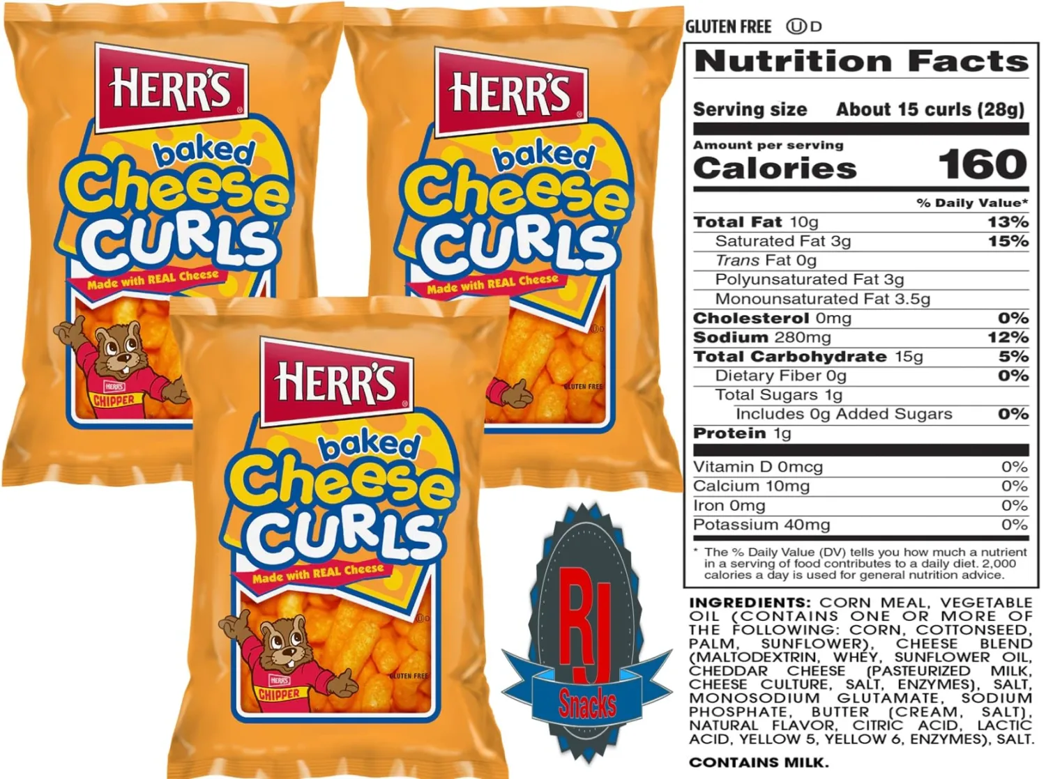 Herr`s Potato Chips & Cheese Curls -,1Oz (Curated by RJ Snacks Value Pack)… (Cheese Curls)