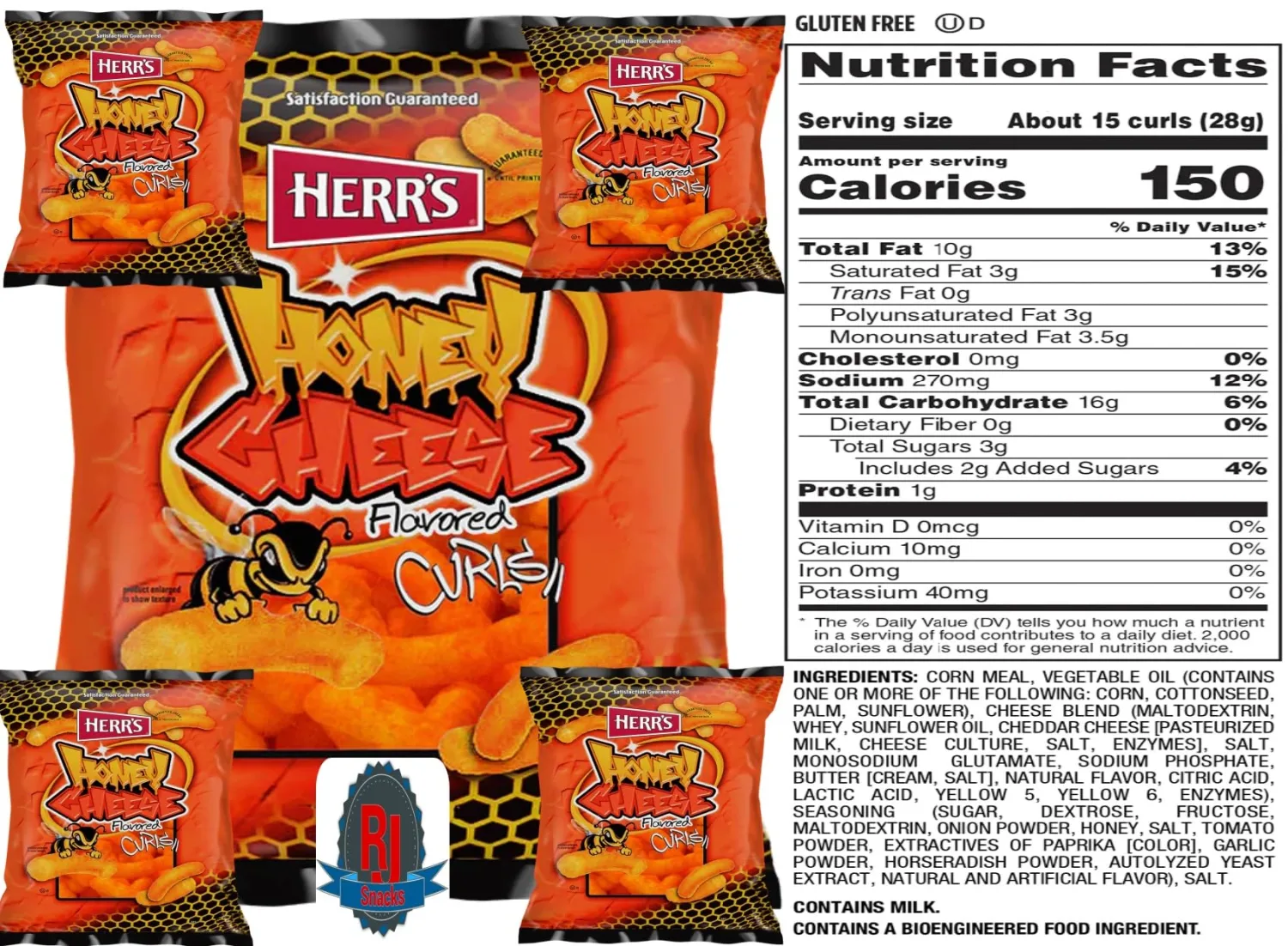 Herr`s Potato Chips & Cheese Curls -,1Oz (Curated by RJ Snacks Value Pack)… (Honey Cheese Curls)