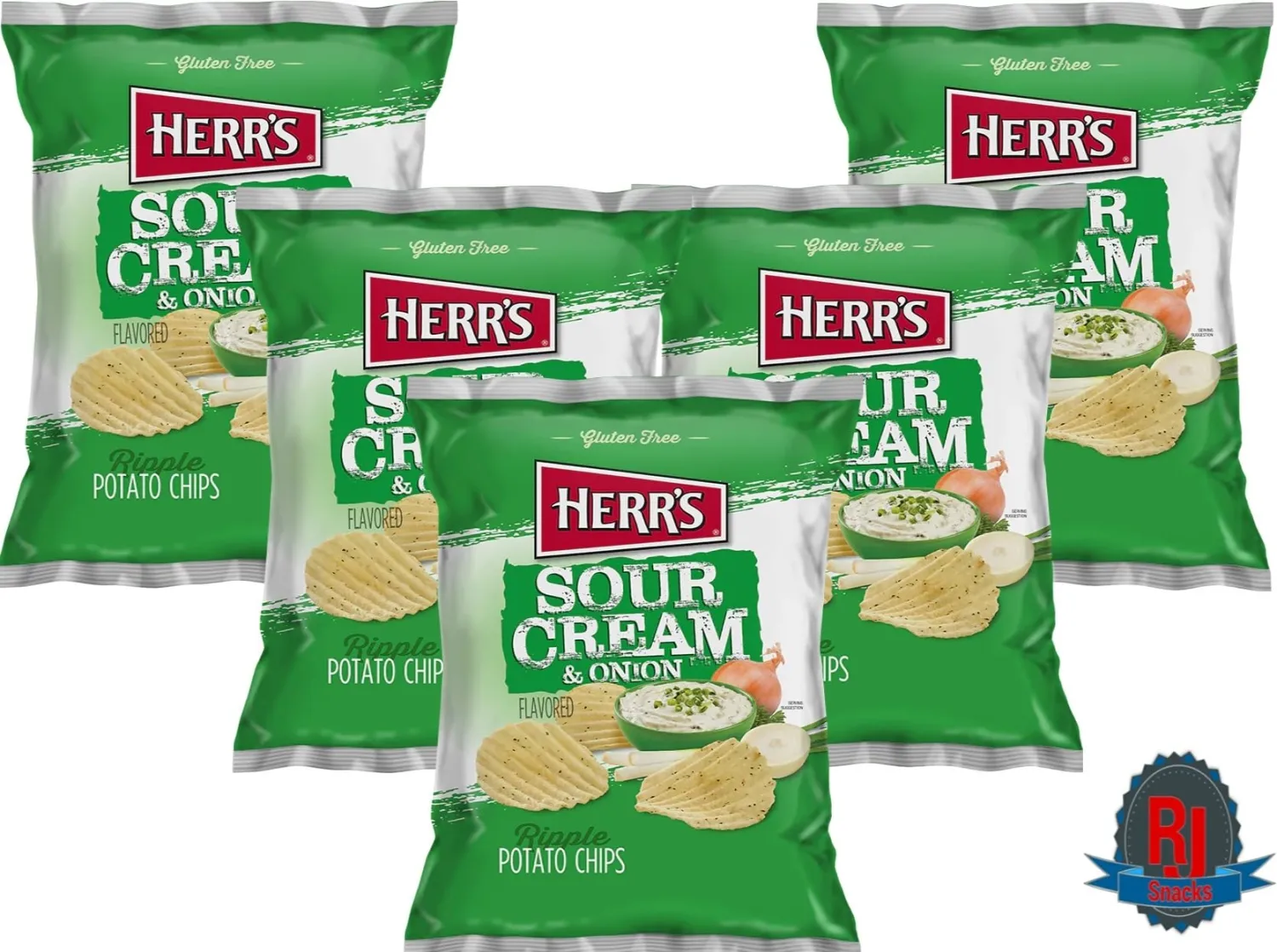 Herr`s Potato Chips & Cheese Curls -,1Oz (Curated by RJ Snacks Value Pack)… (Sour Cream & Onion)