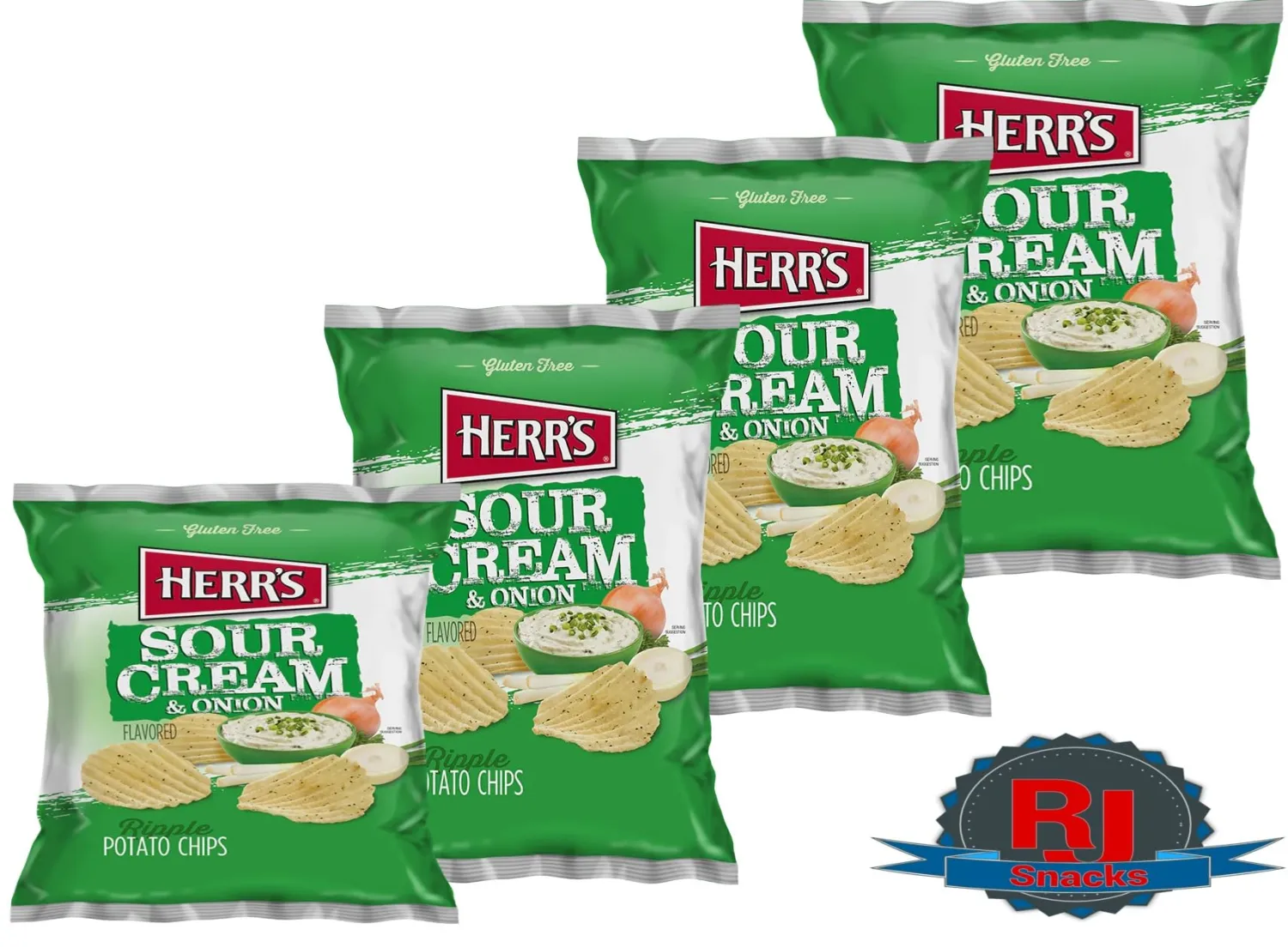 Herr`s Potato Chips & Cheese Curls -,1Oz (Curated by RJ Snacks Value Pack)… (Sour Cream & Onion)