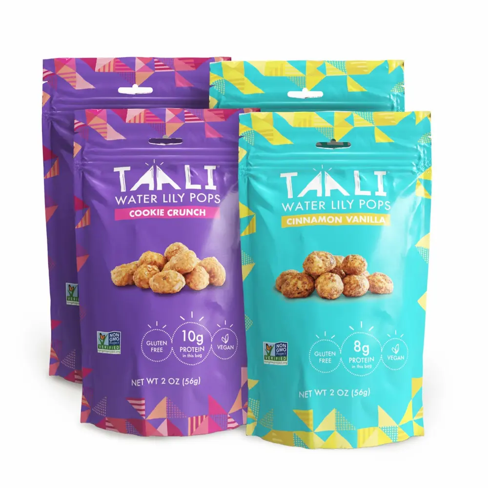 Taali Sweet Variety Popped Water Lily Pops (4 Resealable Bags) - 2 Sweet Flavors! | Satisfy your Sweet Tooth | Protein Boost | Snack on the Go |Add Milk as a Morning Cereal | (2 oz. bags)