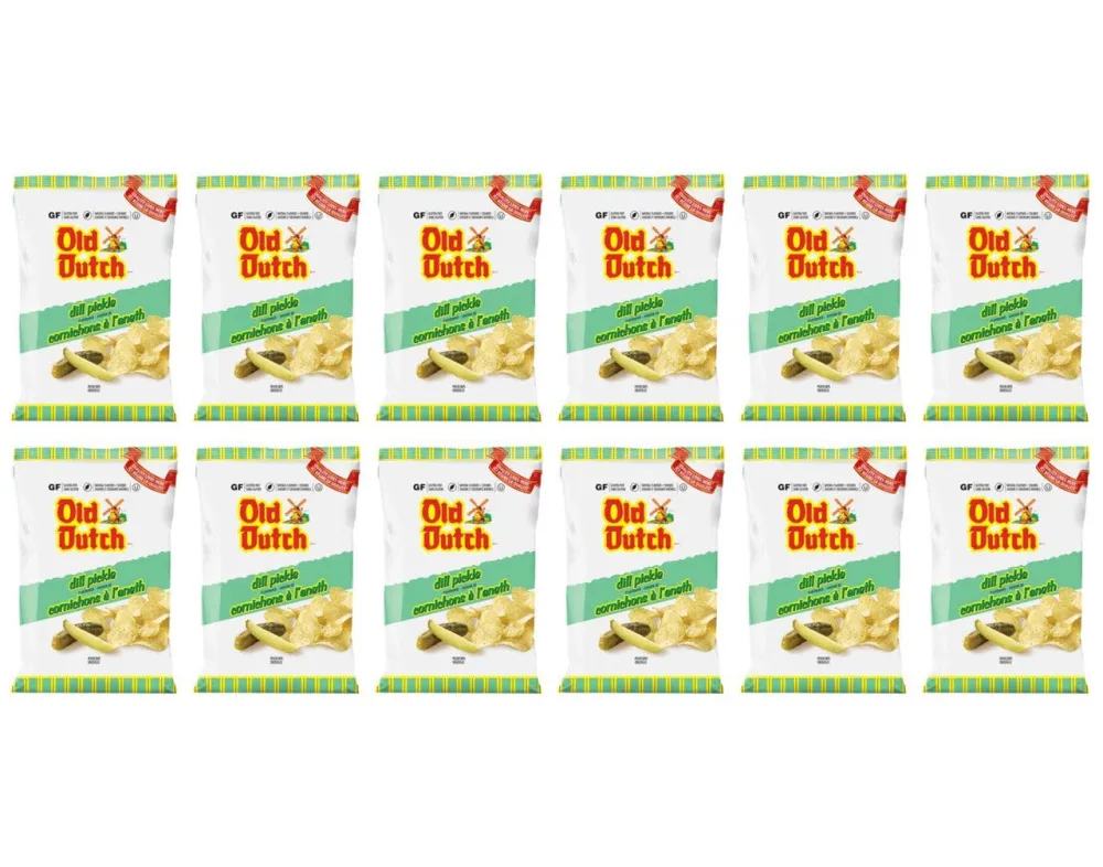 Old Dutch Potato Chips, Dill Pickle, 40g/1.4 oz., (12 Pack) {Imported from Canada}