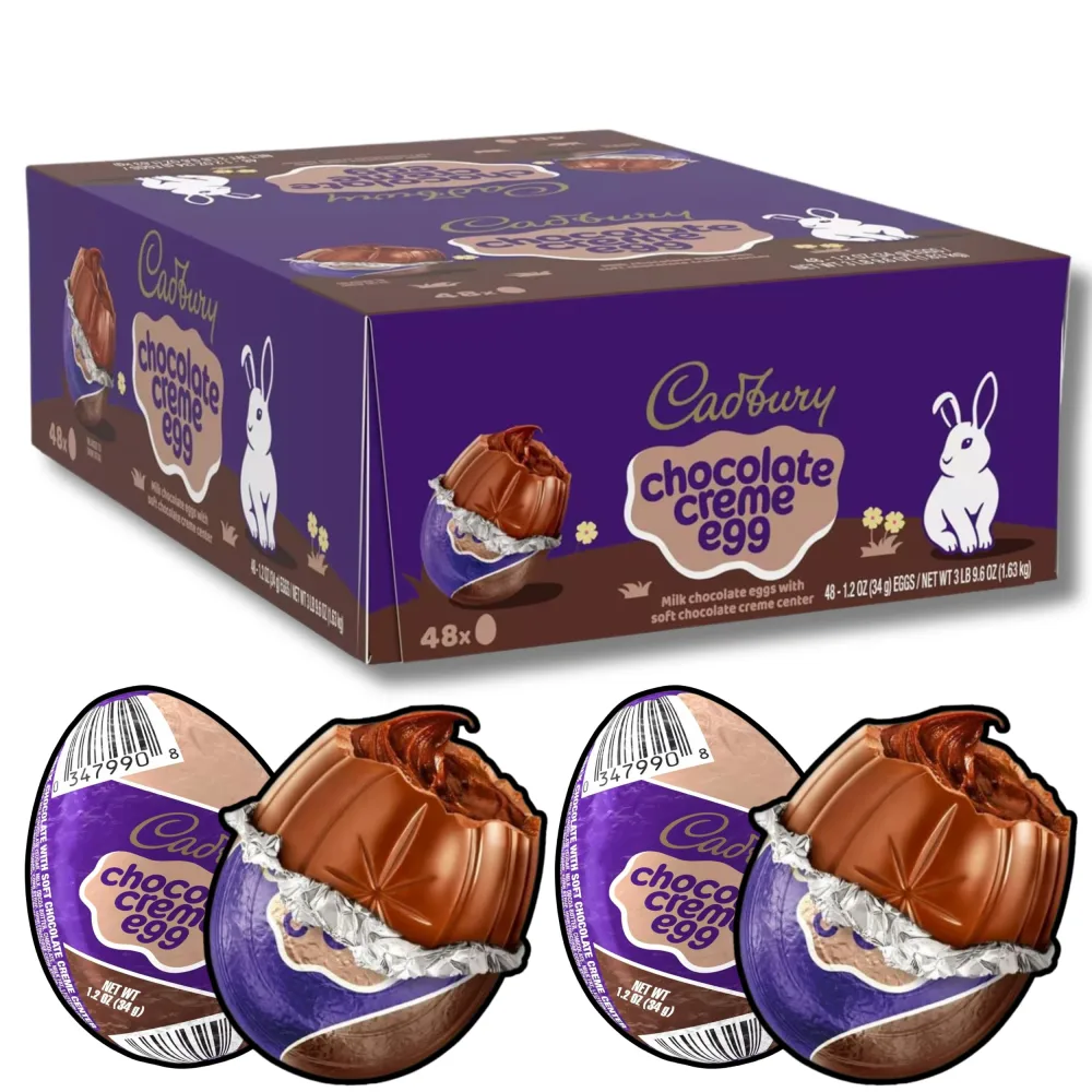 Cadbury Chocolate Creme Egg 1.2oz - (48 Count) Easter Eggs - Milk Chocolate EggWith Soft Chocolate Creme Center,