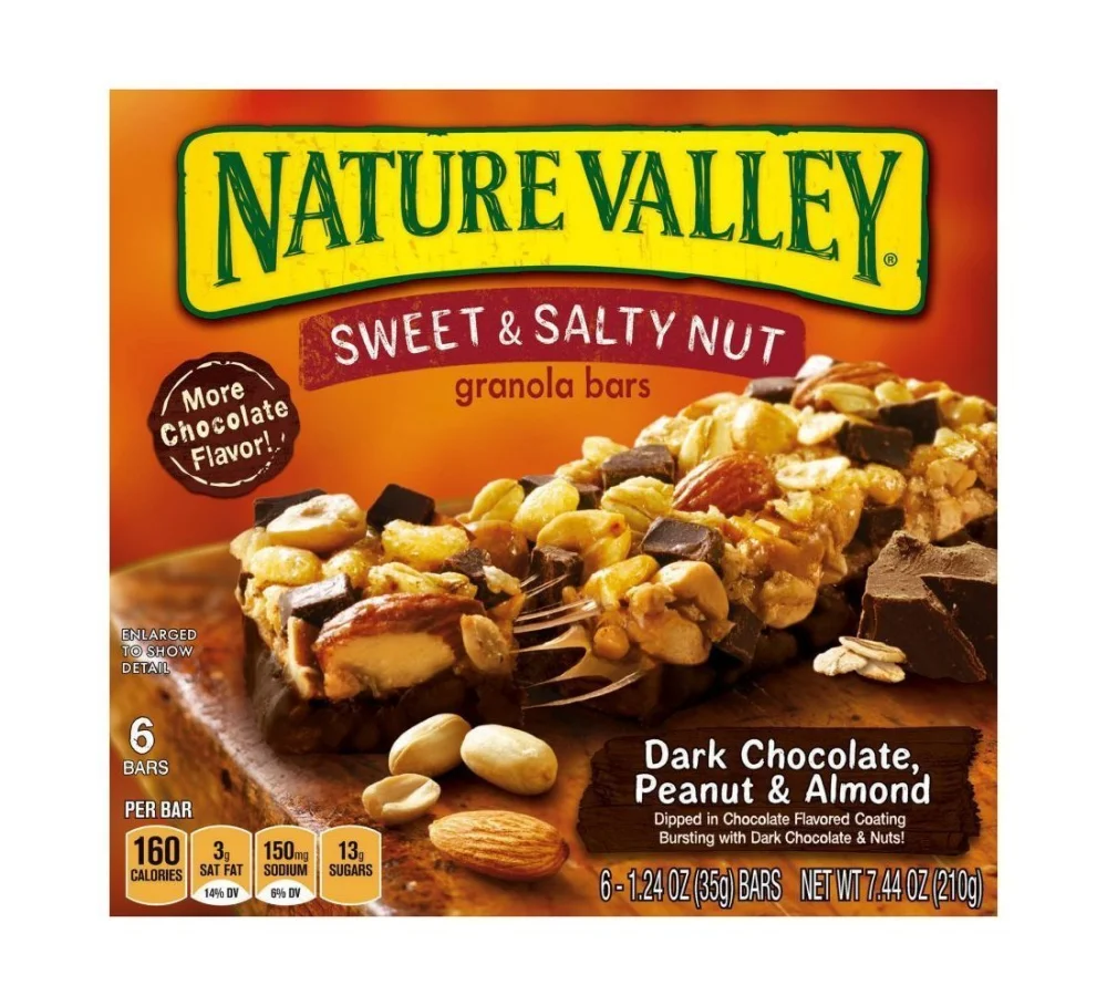 Nature Valley Sweet and Salty Nut Dark Chocolate Peanut Almond Snack Bar, 7.44 Ounce -- 12 per case.