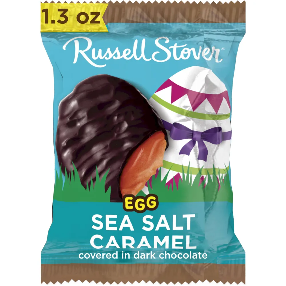 Russell Stover Easter Sea Salt Caramel Dark Chocolate Easter Egg, 1.3 oz each (Pack of 18)