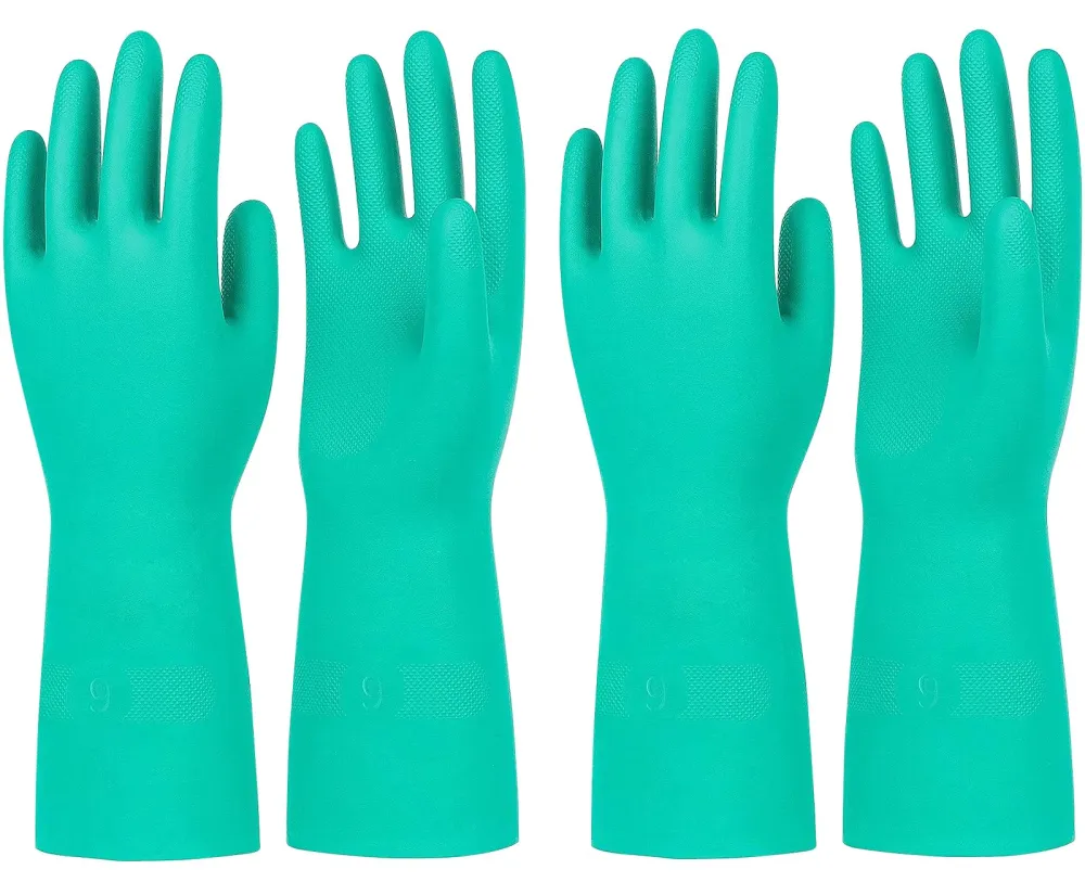 2 Pairs Long Rubber Gloves Heavy Duty Latex Gloves Long Sleeve Chemical Gloves for Men and Women