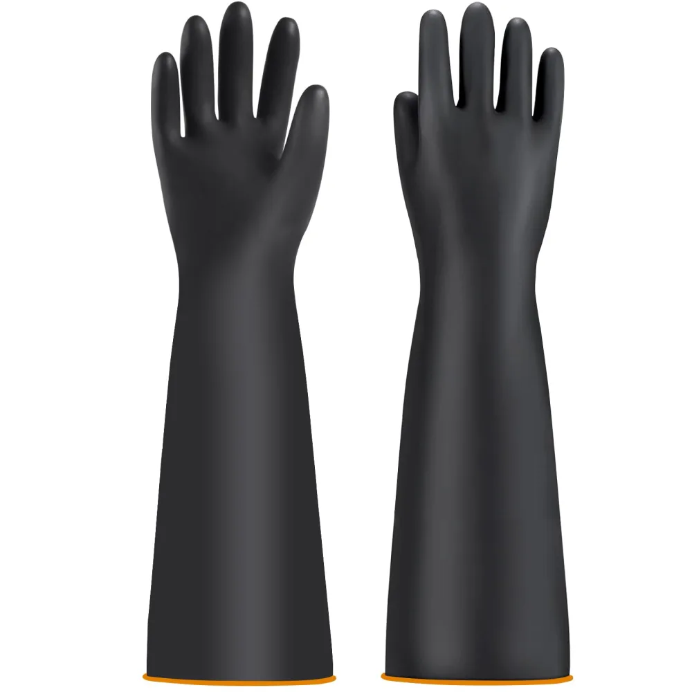 2 Pairs 22" Heavy Duty Latex Gloves Long Rubber Gloves Long Sleeve Chemical Gloves to Resist Strong Acids, Oil, Alkali for Men and Women