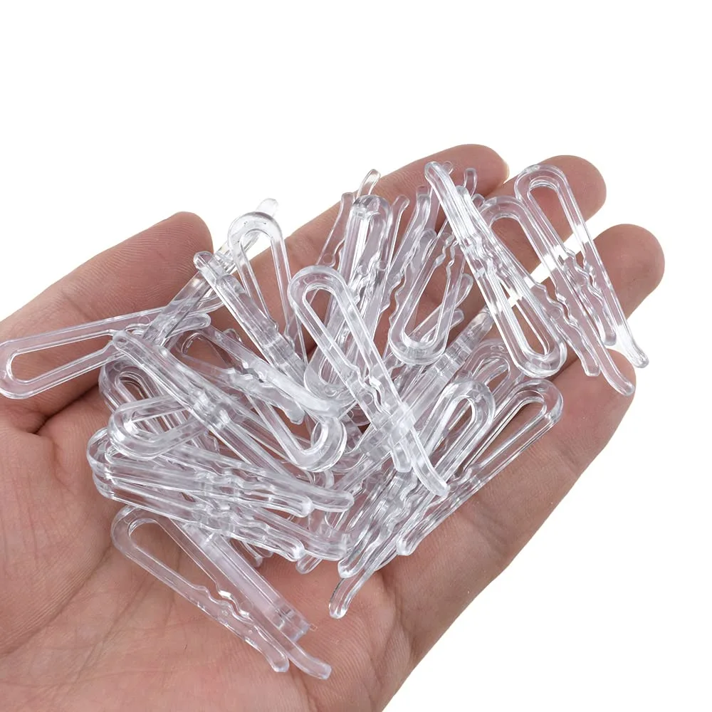 HAHIYO 1.8inch/45mm 170Pcs Clear Plastic U Shape Alligator Clip, Clothespin Fabric Clip Garment Shirt Folding Clip with Teeth for Sewing Room Folding Sock Tie Pant Securing Fabric to Comic Book Board