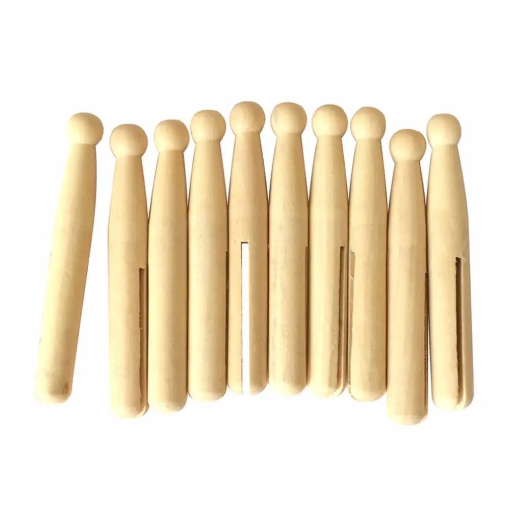 Exceart 10pcs Wooden Clothespins Round Wooden Clothespins DIY Wooden Doll Sticks Crafting Painting Ornament