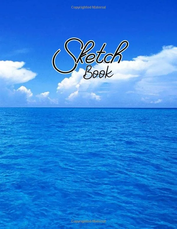 Ocean Sea Beach Sketchbook for Drawing and Painting Ocean Cover Blank Paper: Notebook for Drawing Doodling and Sketching Ocean Waves Water Coconut Tree Blue Sky Sketchbook