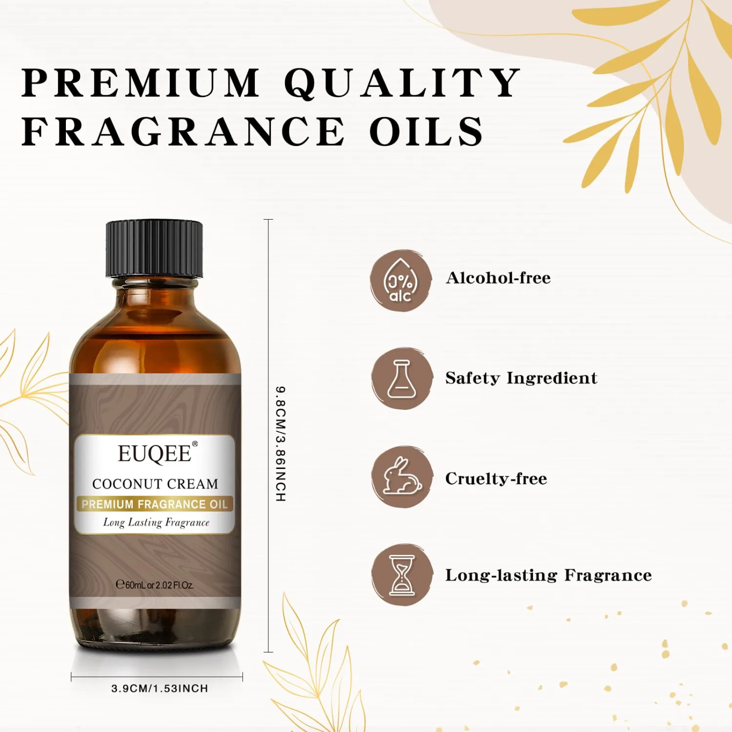 Coconut Cream Fragrance Oil, Premium Fragrance Essential Oils for Soap Candle Making, Diffusers, DIY Bath Bombs - 2.02 Fl oz/ 60ml