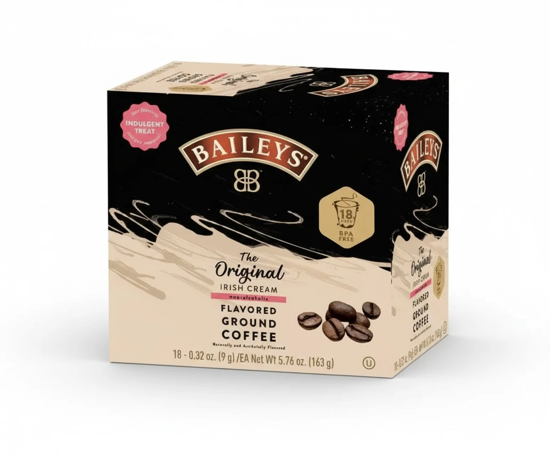 Ground Coffee, Medium Roast, Original Irish Cream Flavored Coffee Pods, 18ct