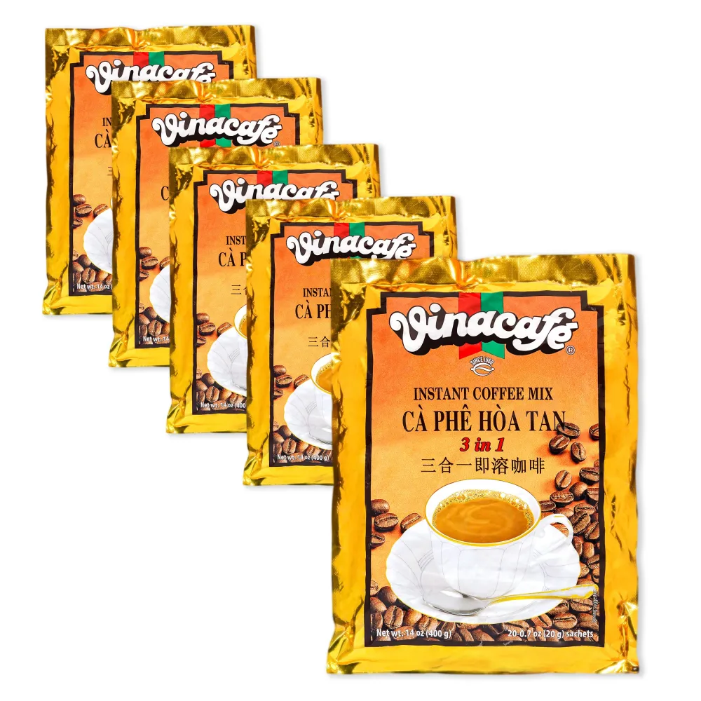 Vinacafe Pack of 5 | 20 Sachets Per Bag Vietnamese Instant Coffee Mix 3 in 1 (100 Total Counts)