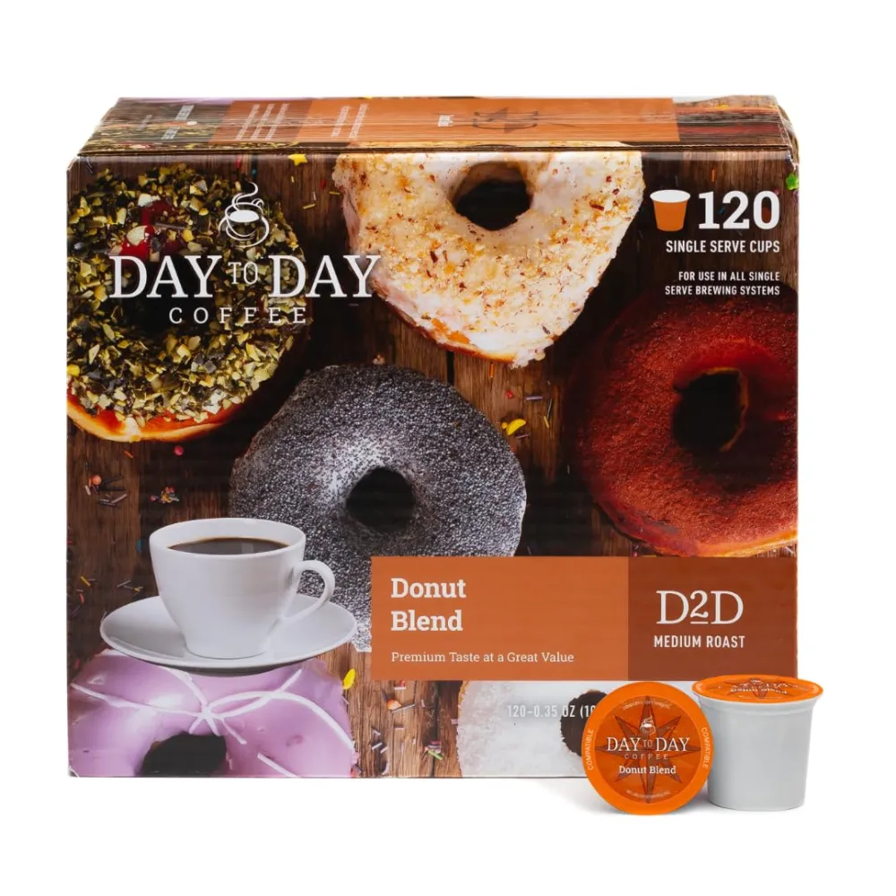 Day To Day 120-Count Donut Blend, Medium Roast Single Serve Coffee Pods for K-Cup Keurig Brewers