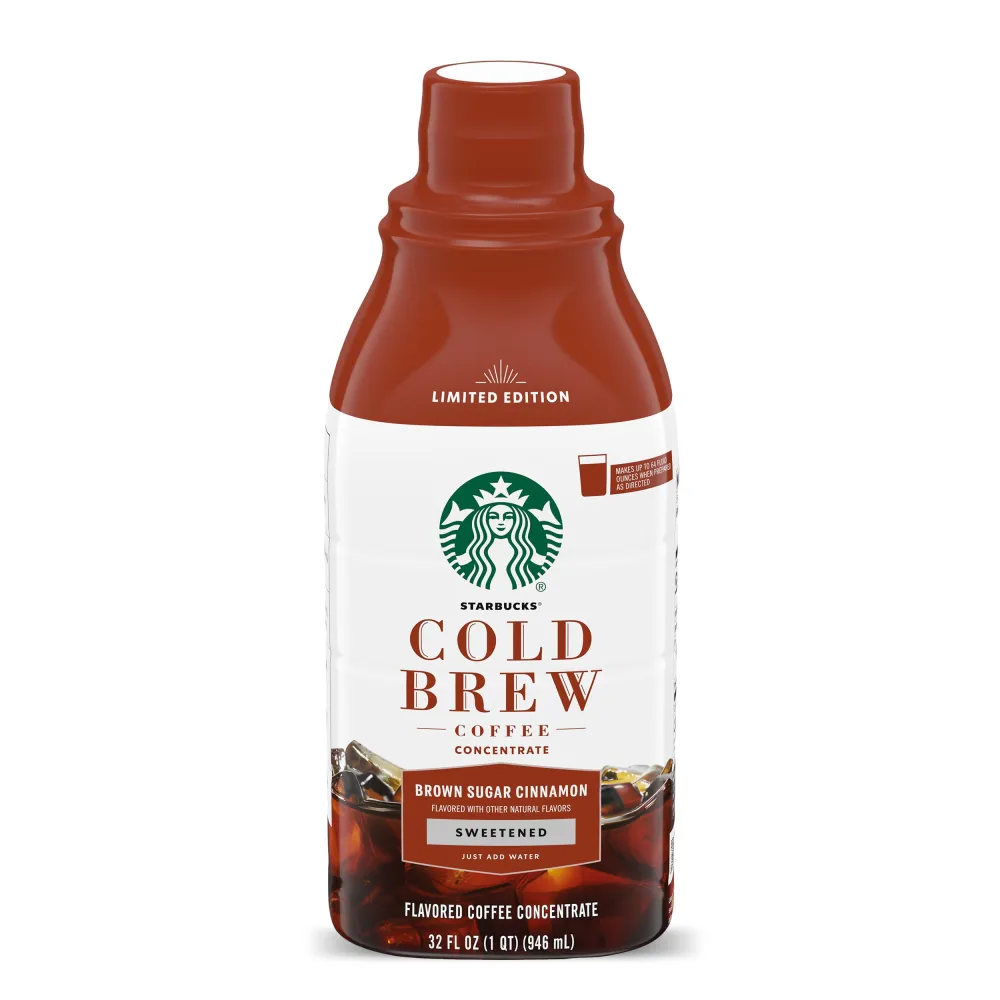 Starbucks Cold Brew Coffee Concentrate, Limited Edition Sweetened Brown Sugar Cinnamon, 100% Arabica, Multi-Serve Bottle (32 Fl Oz)