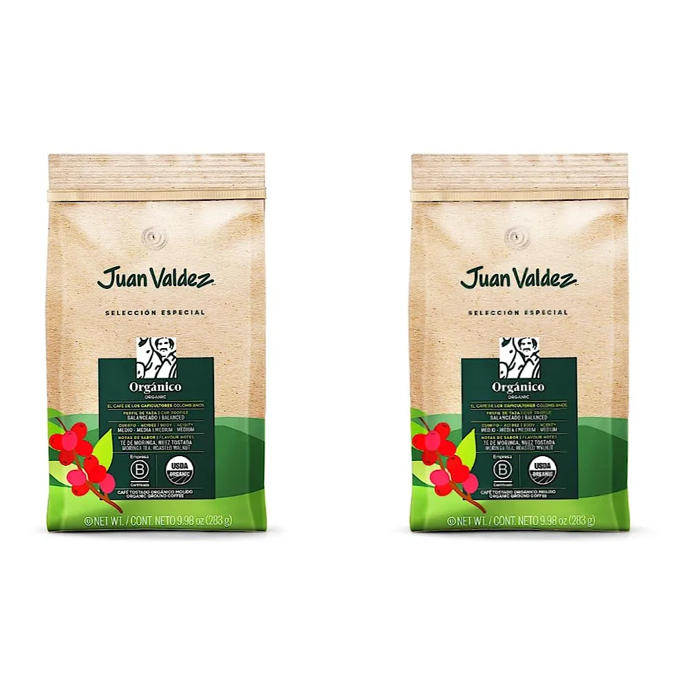 SC Products Juan Valdez Coffee Organic Cafe, 10 oz, Ground - Colombian Coffee (2 Pack)