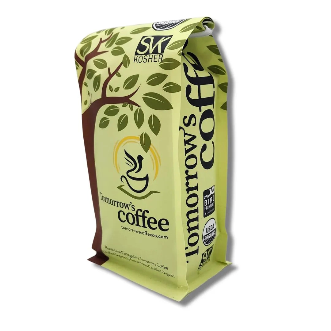 Tomorrow's Coffee Organic, Smithsonian Bird Friendly Certified, Fair Trade, Shade Grown Coffee, Dark French Roast with chocolate flavor | Sustains Amazon Rainforest, Compostable Bag, Eco-Friendly Packaging (12 oz., whole bean)