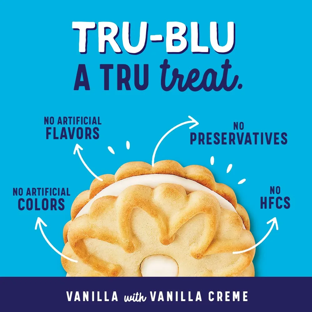 Tru-Blu Vanilla Cookies with Vanilla Crème | No artificial ingredients | No High Fructose Corn Syrup | Made in the USA |12 Ounce (Pack of 6)
