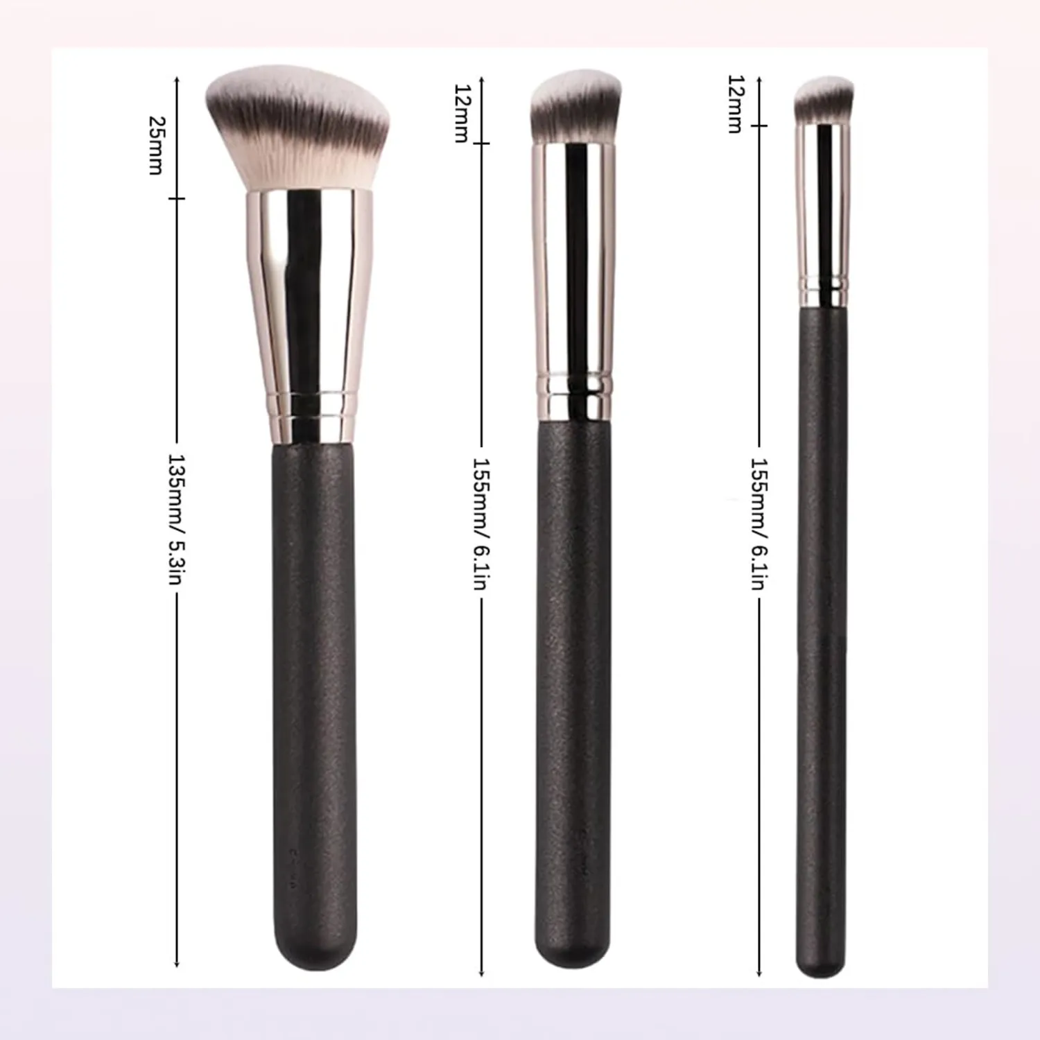 Beauty Brushes, 101 Foundation Brush, A506 Concealer Brush, Angie Hot & Flashy A506 Concealer, Angled Under Eye Concealer Brushes, Beauty Foundation Contour Conceal Makeup Brush Set (3PC-1 Set)