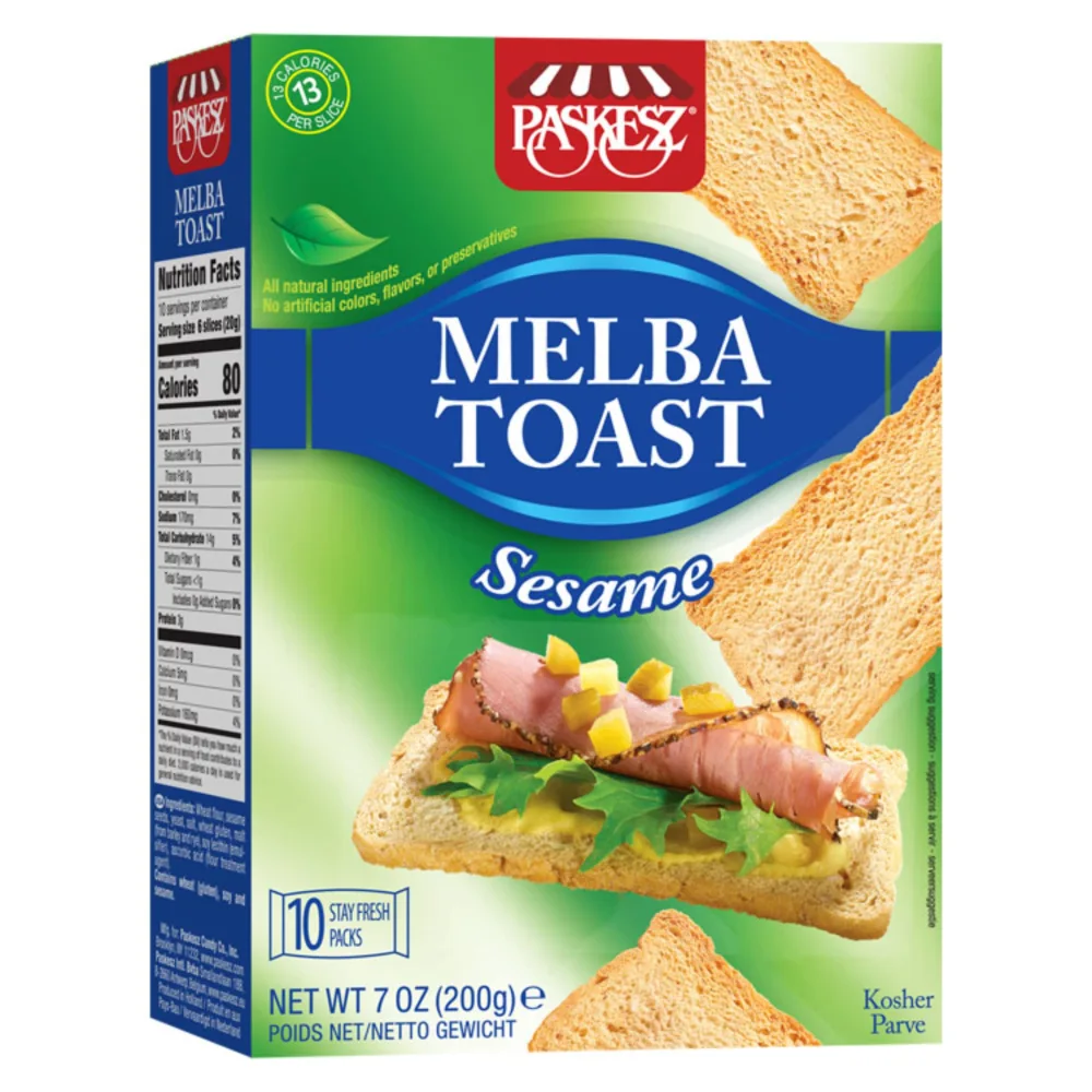 Snacktery Sesame Melba Toast Crackers - Thin and Crispy Flatbread Crackers - Mini Toasts for Dips, Spreads, Salads - 7 Oz