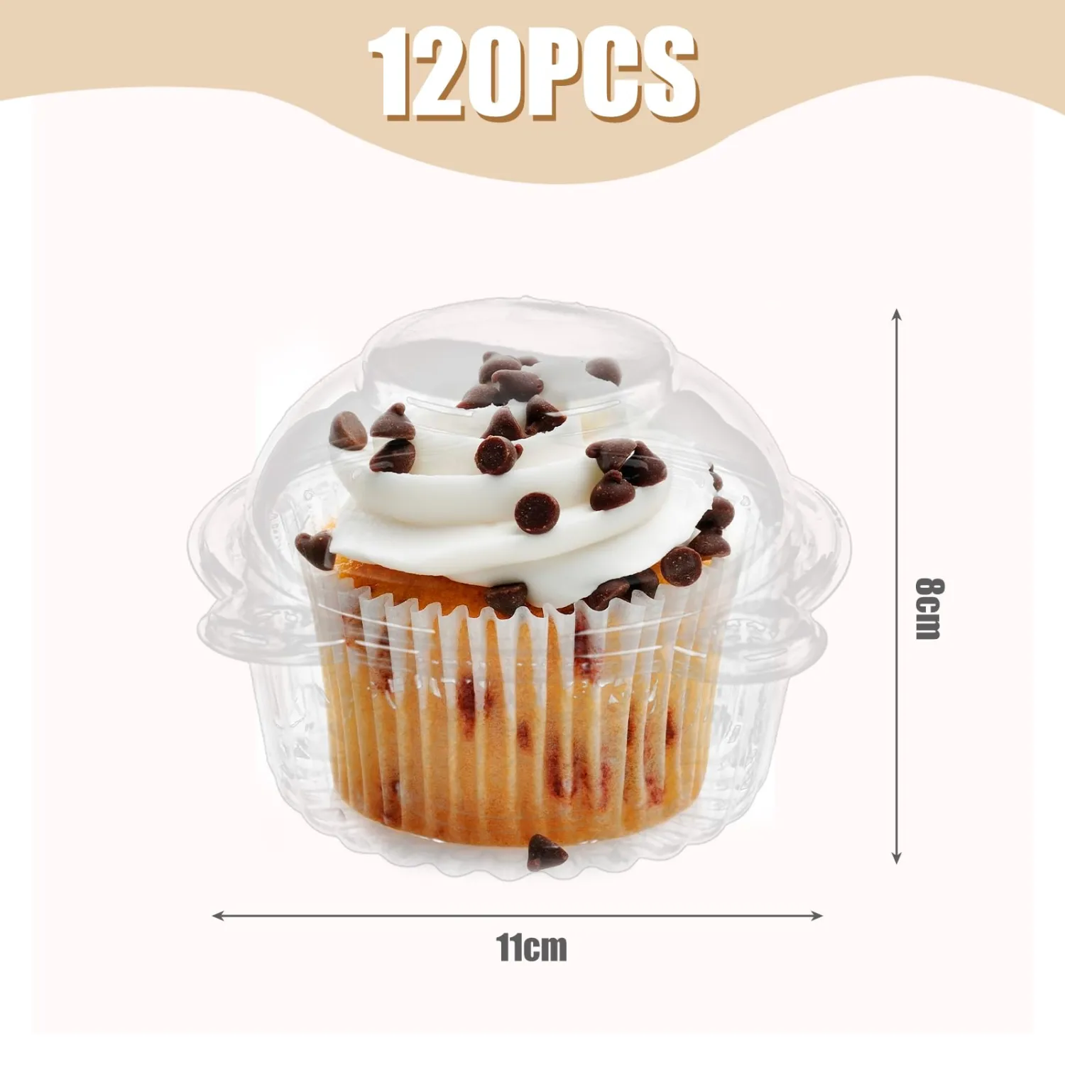 VGOODALL 50PCS Cupcake Holders, Cupcake Containers Individual Single Clear Cupcake Boxes Dome Lids for Cupcake Muffin Parties