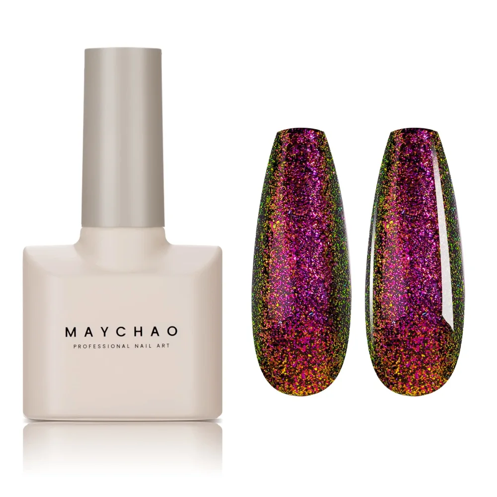 MAYCHAO 15ML Chameleon Gel Nail Polish 1Pc Pink to Yellow Nail Polish Soak Off UV LED Nail Gel Polish Nail Art Starter Manicure Salon DIY at Home, 0.5 OZ